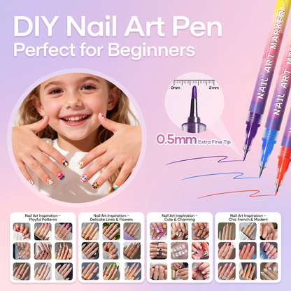 Kids Washable Nail Art Pen Set
