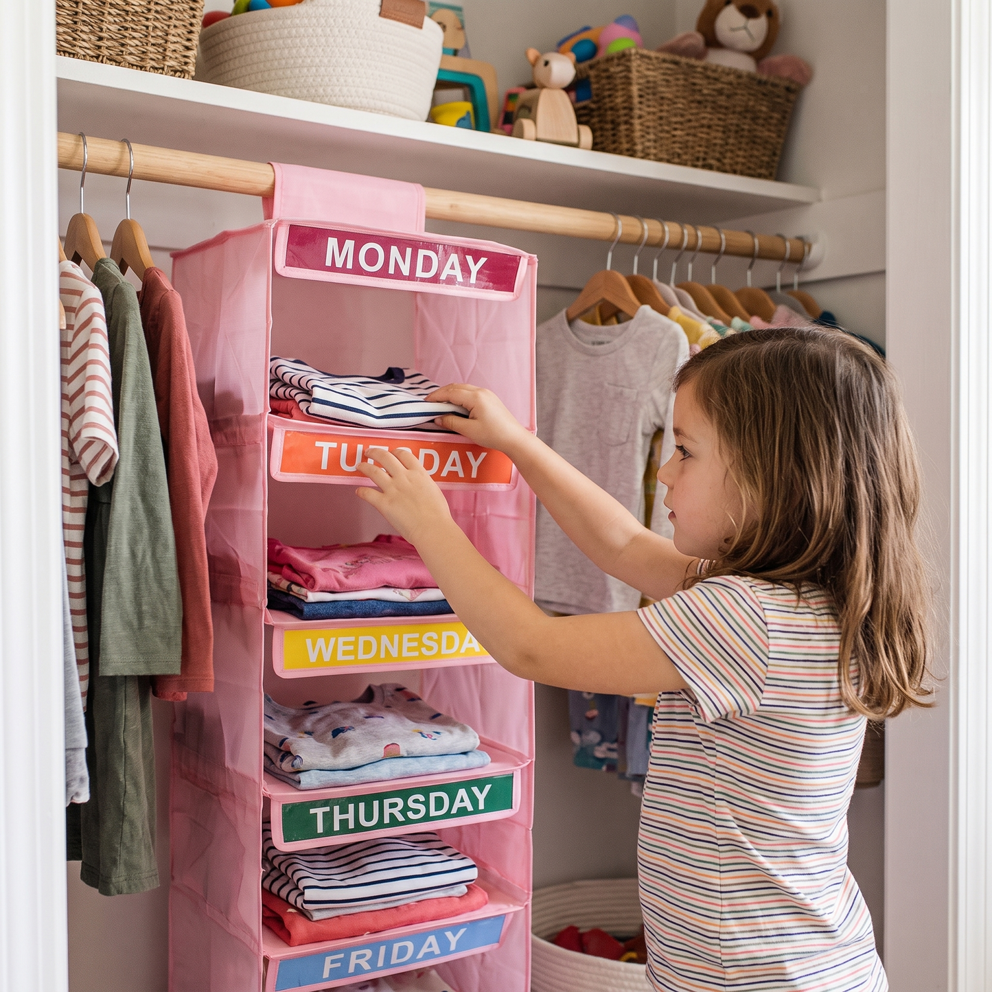 Hanging Weekly Clothes Organiser for Kids