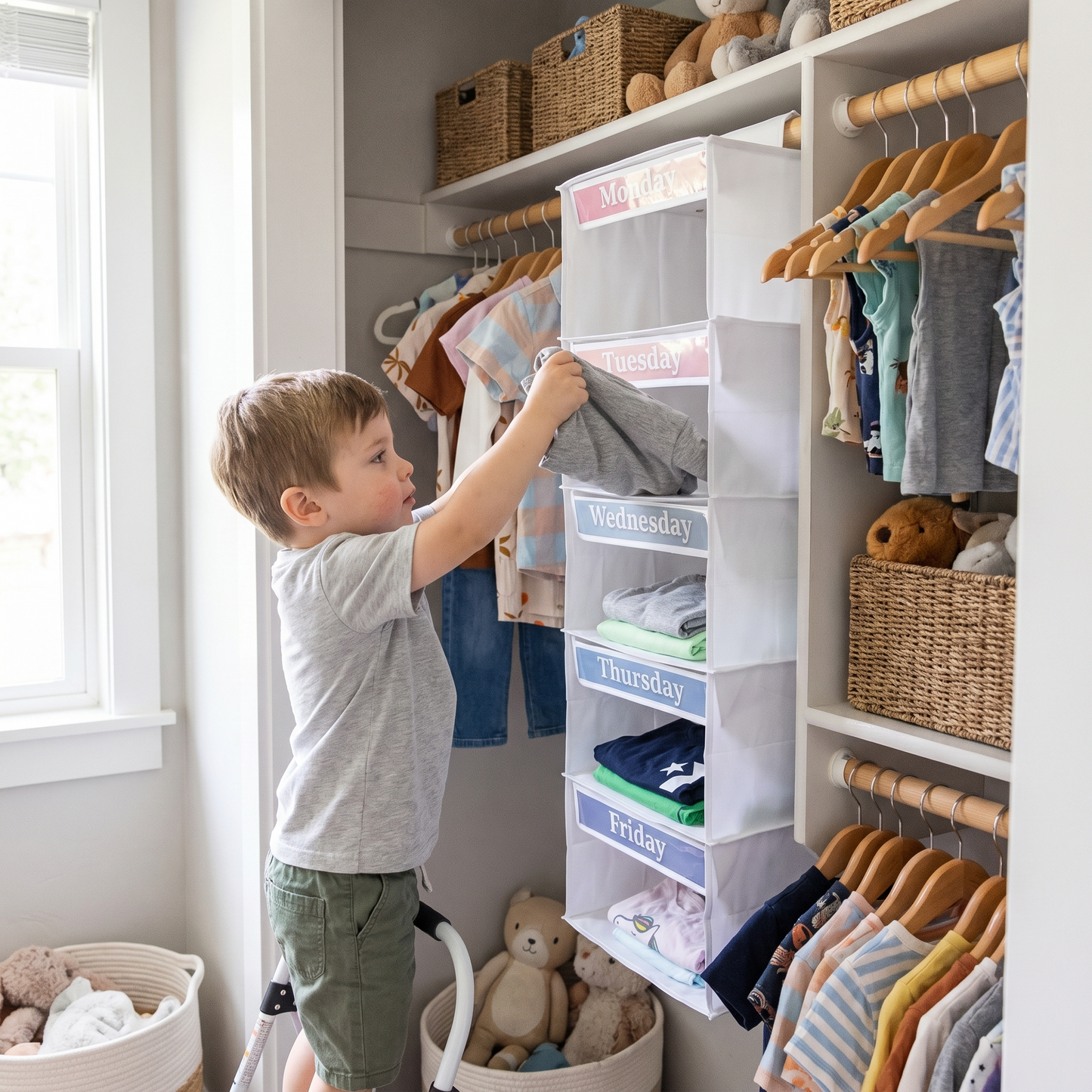 Hanging Weekly Clothes Organiser for Kids