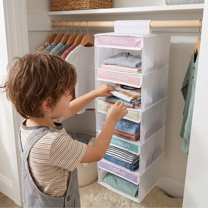 Hanging Weekly Clothes Organiser for Kids