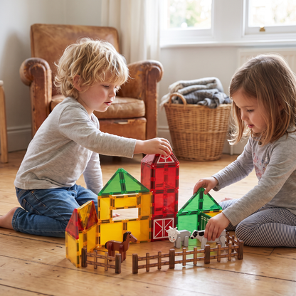 Magnetic Farm Building Tiles for Creative Play – 26 Piece Set