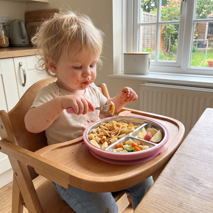Stainless Steel Toddler Plate with Suction Base (3-Pack)