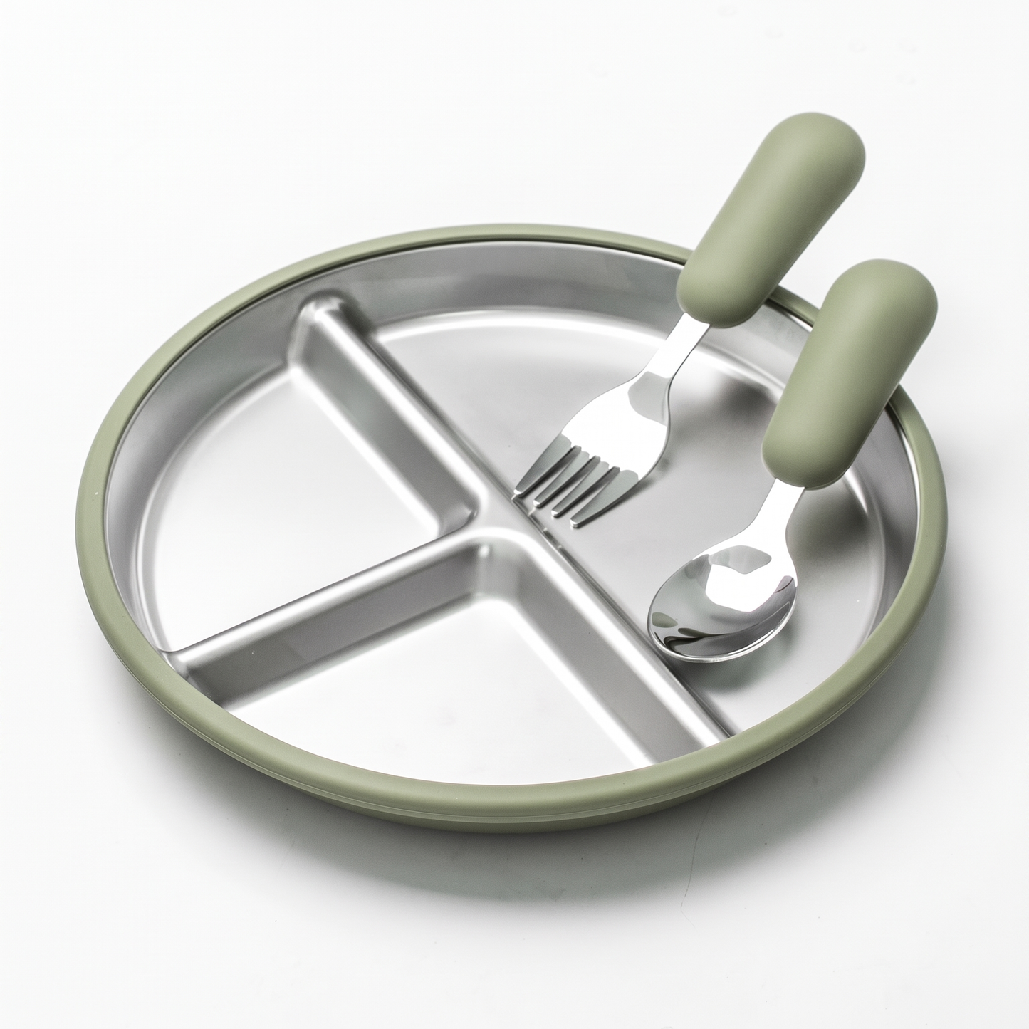 Stainless Steel Toddler Plate with Suction Base (3-Pack)