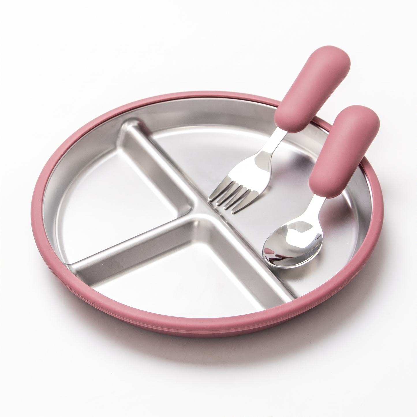 Stainless Steel Toddler Plate with Suction Base (3-Pack)