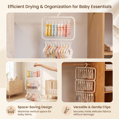 Baby Clothes Hanging Organiser with Clips