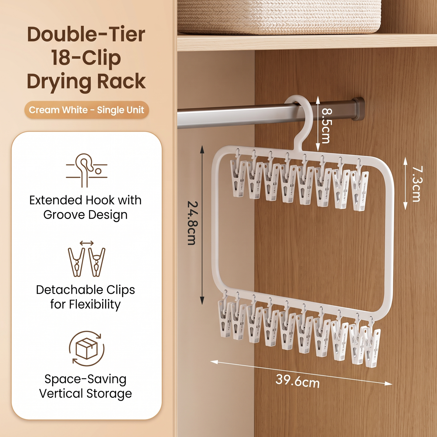 Baby Clothes Hanging Organiser with Clips