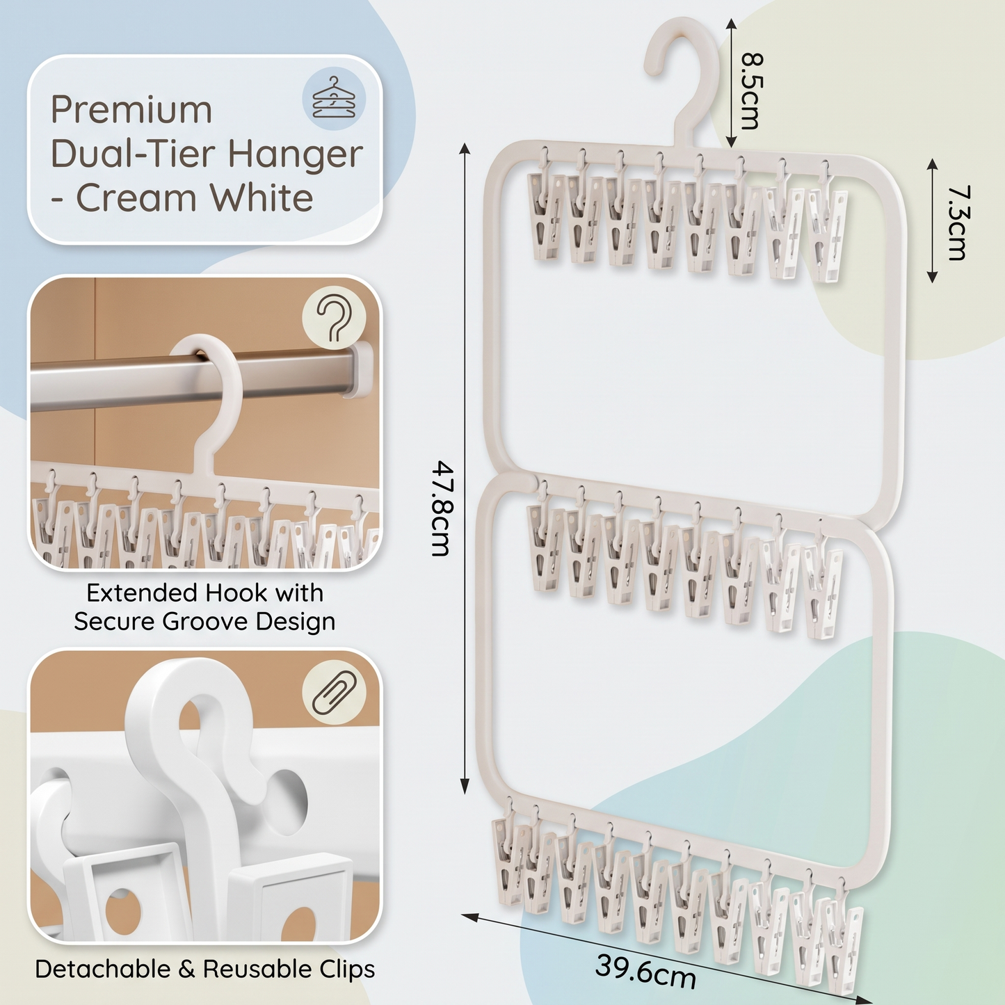 Baby Clothes Hanging Organiser with Clips