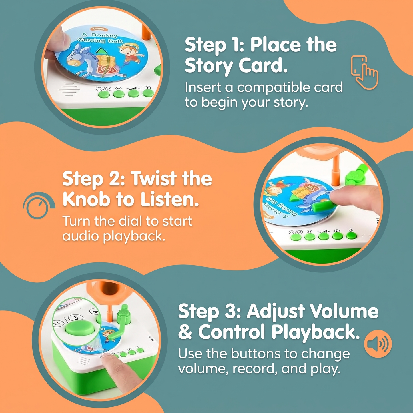 Kids Record Player with Stories & Songs (96 Cards)