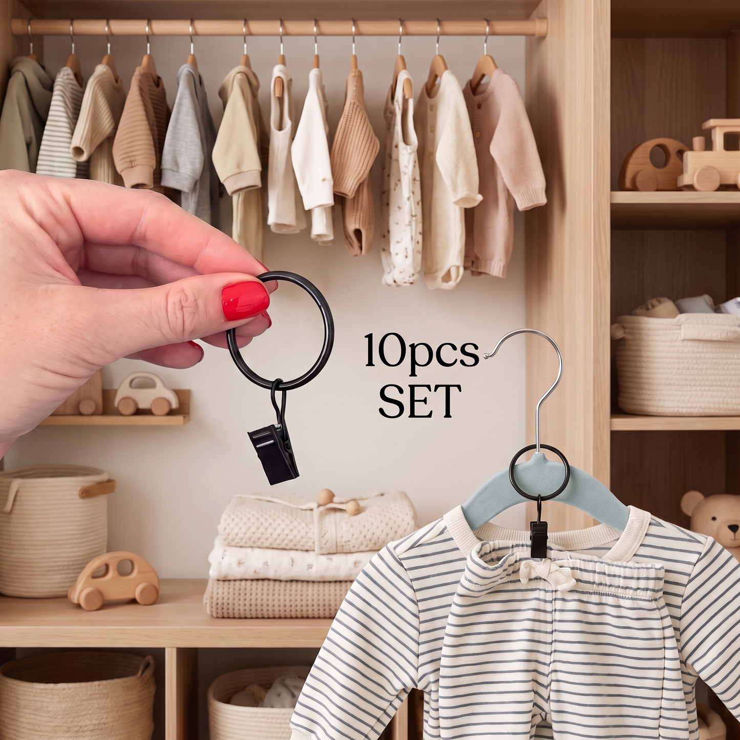Baby Clothes Organisation Hanger Clips – 10 Pack