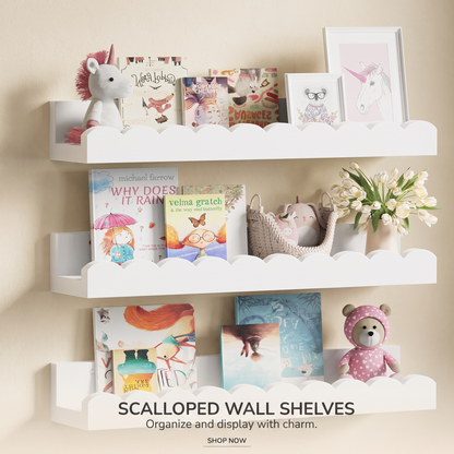 Scalloped Wooden Nursery Shelf