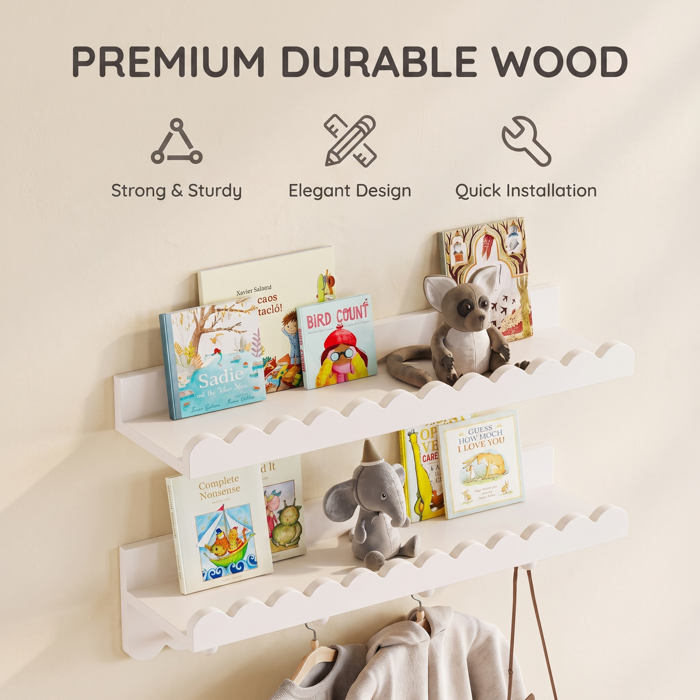 Scalloped Wooden Nursery Shelf