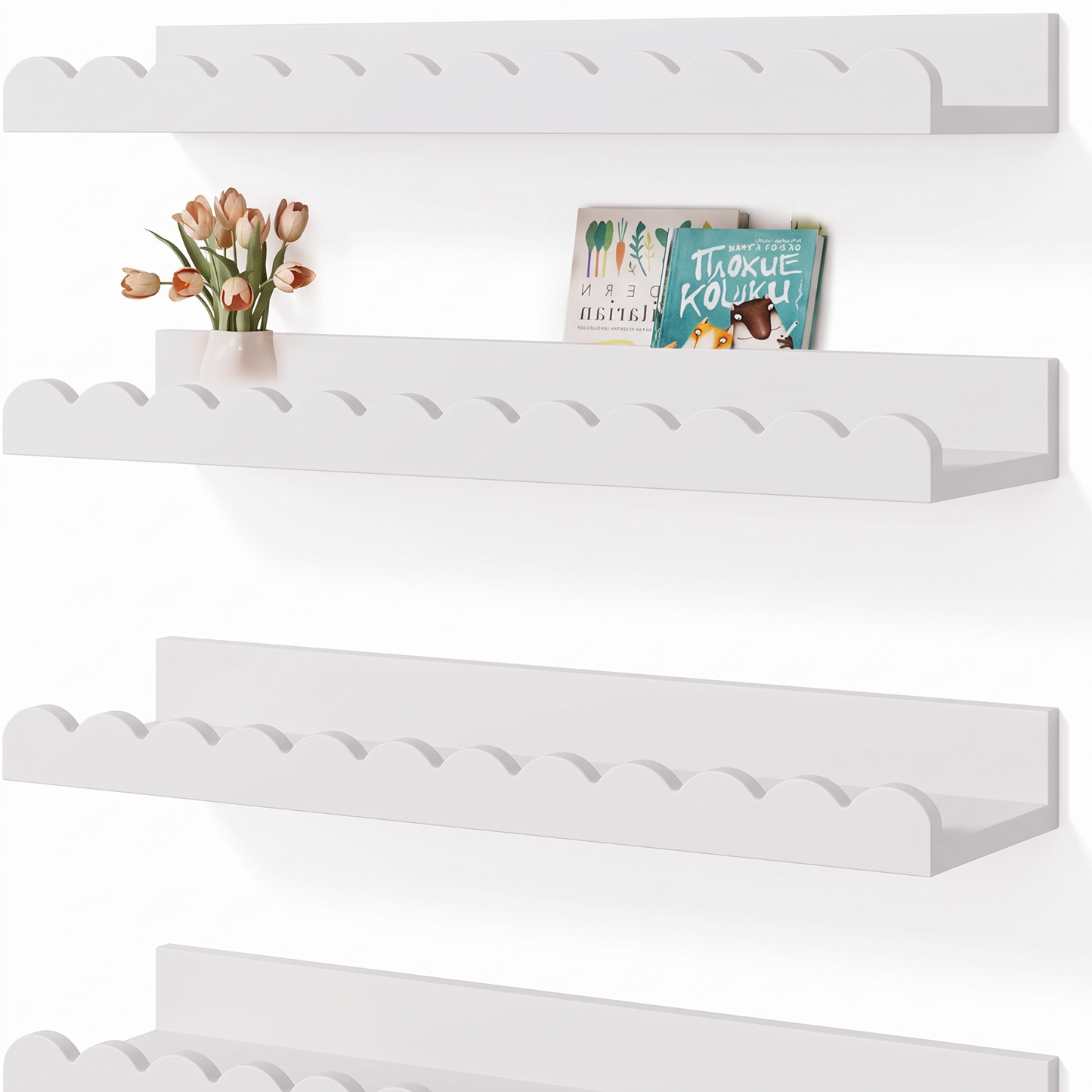 Scalloped Wooden Nursery Shelf
