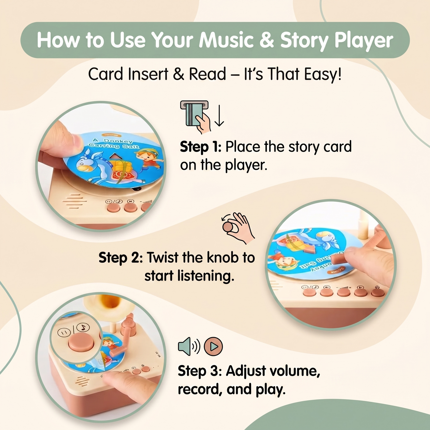 Kids Storytelling Gramophone with 96 Cards