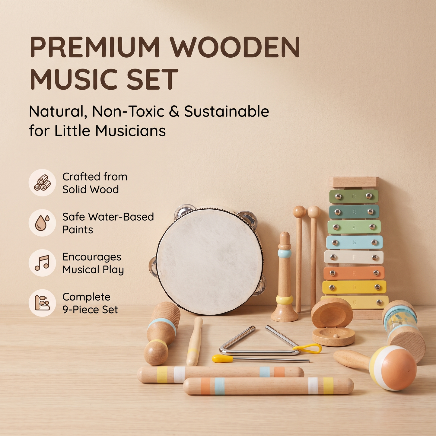 Wooden Musical Instrument Set for Kids