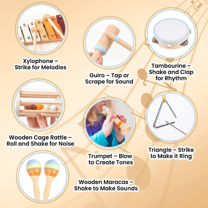 Wooden Musical Instrument Set for Kids
