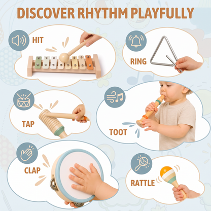 Wooden Musical Instrument Set for Kids