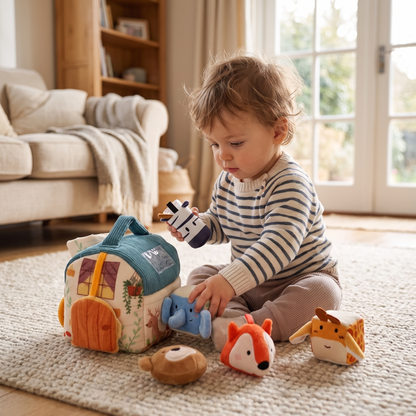 Plush Animal Friends Sensory House with 5 Animals
