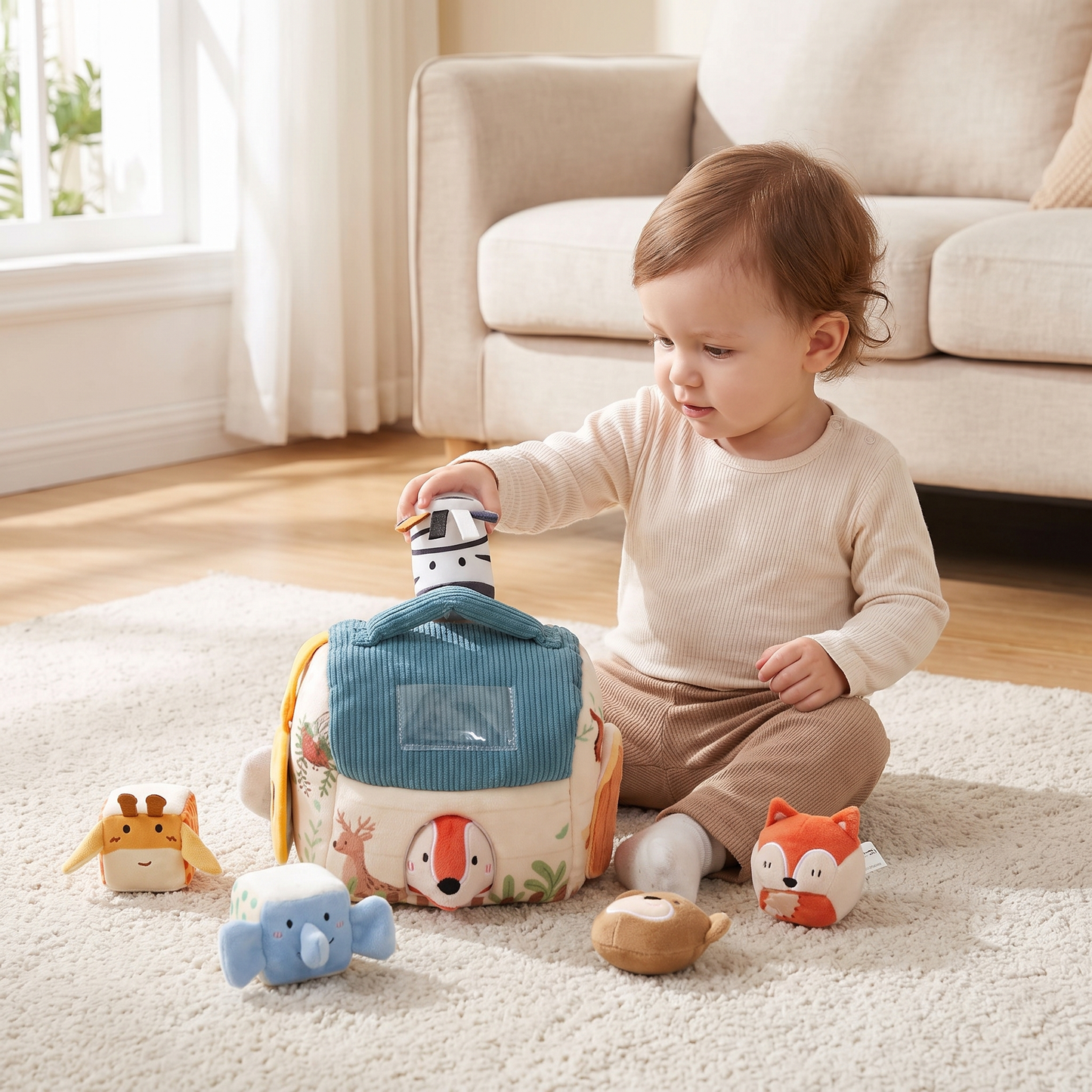 Plush Animal Friends Sensory House with 5 Animals