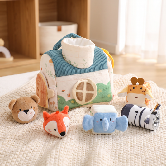 Plush Animal Friends Sensory House with 5 Animals