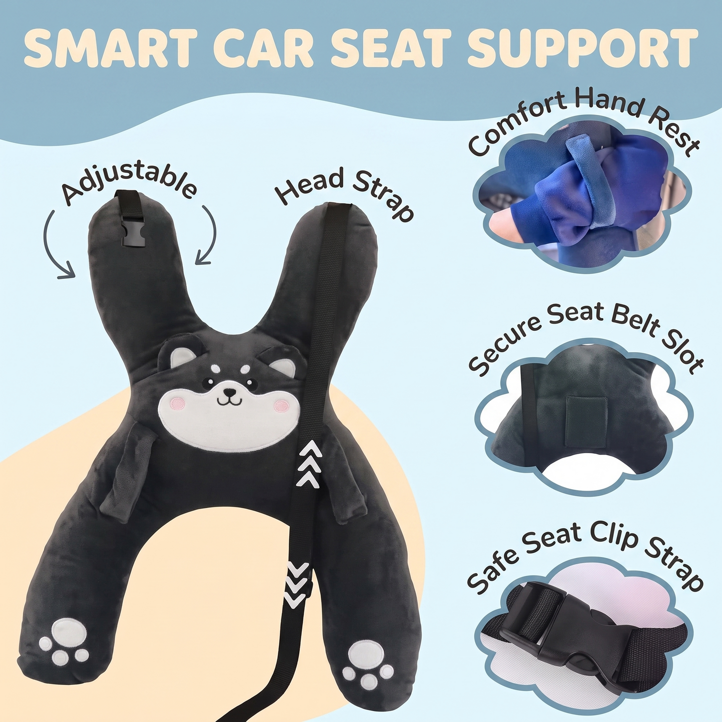 Children's Car Seat Head Support Pillow