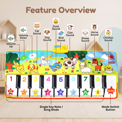 Interactive Farm Animal Piano Play Mat for Kids