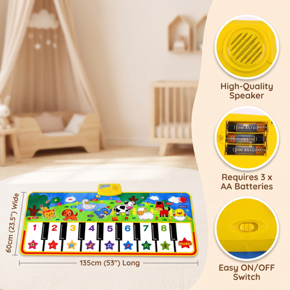 Interactive Farm Animal Piano Play Mat for Kids