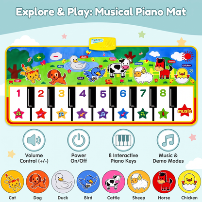 Interactive Farm Animal Piano Play Mat for Kids