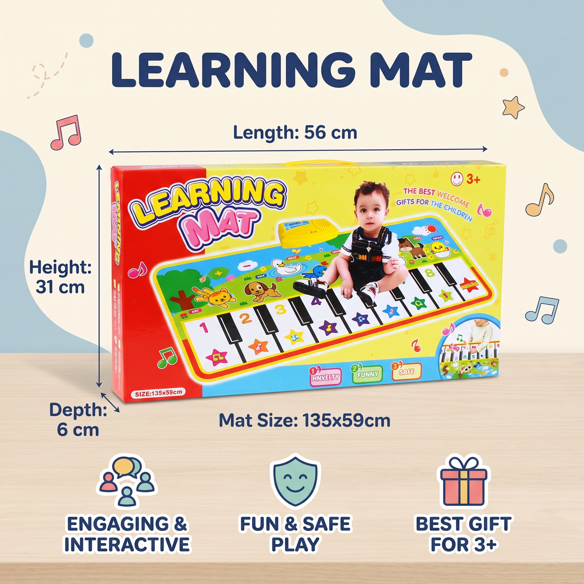 Interactive Farm Animal Piano Play Mat for Kids