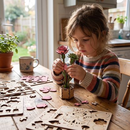 3D Wooden Flower & Plant Puzzle Building Kit