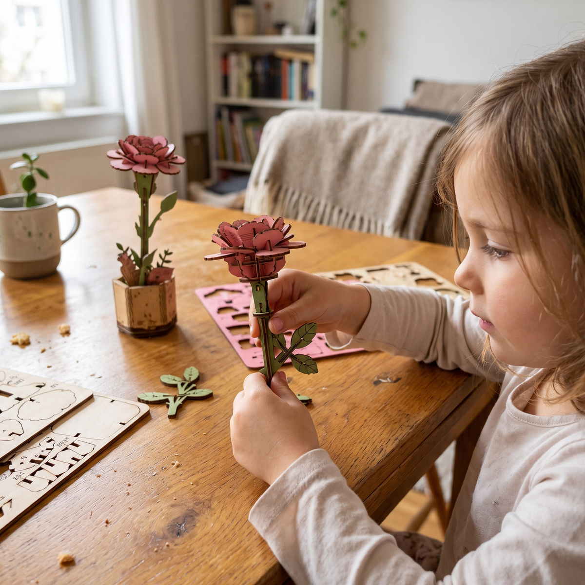 3D Wooden Flower & Plant Puzzle Building Kit