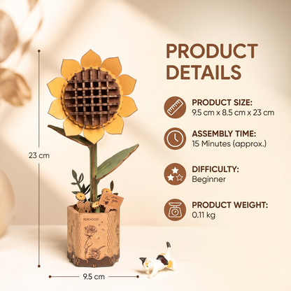 3D Wooden Flower & Plant Puzzle Building Kit