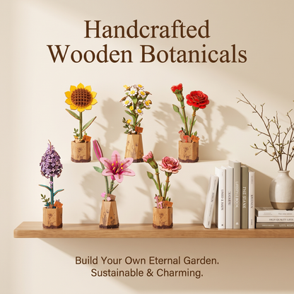 3D Wooden Flower & Plant Puzzle Building Kit