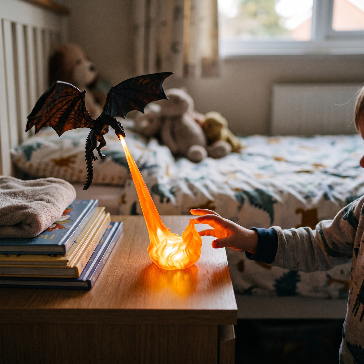 Fire Breathing Dragon Light for Bookshelf & Desk