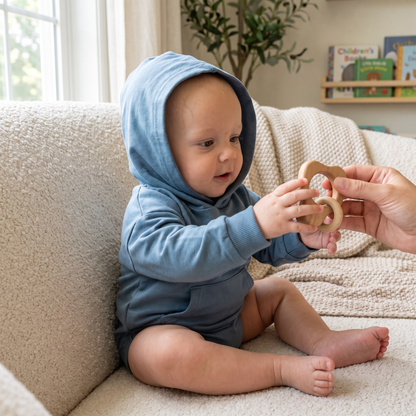Cosy Hooded Baby Romper with Front Pocket