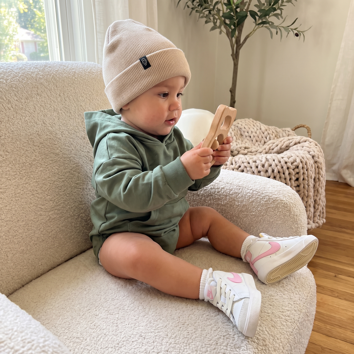 Cosy Hooded Baby Romper with Front Pocket