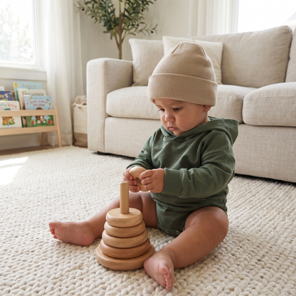 Cosy Hooded Baby Romper with Front Pocket
