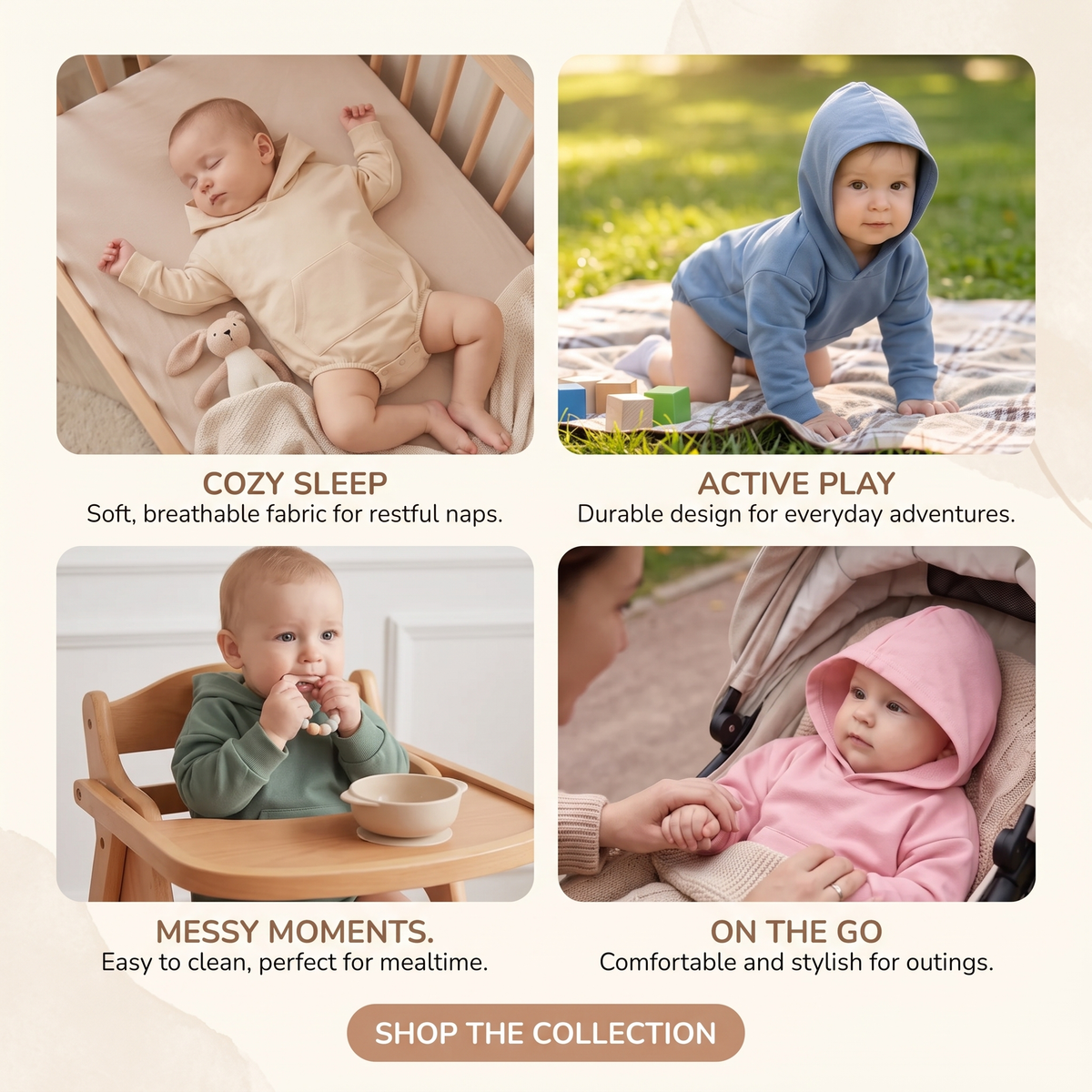 Cosy Hooded Baby Romper with Front Pocket