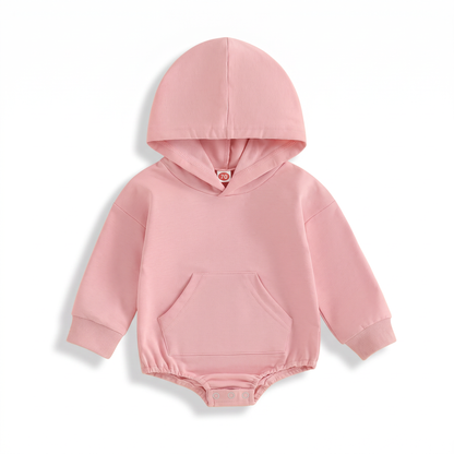 Cosy Hooded Baby Romper with Front Pocket