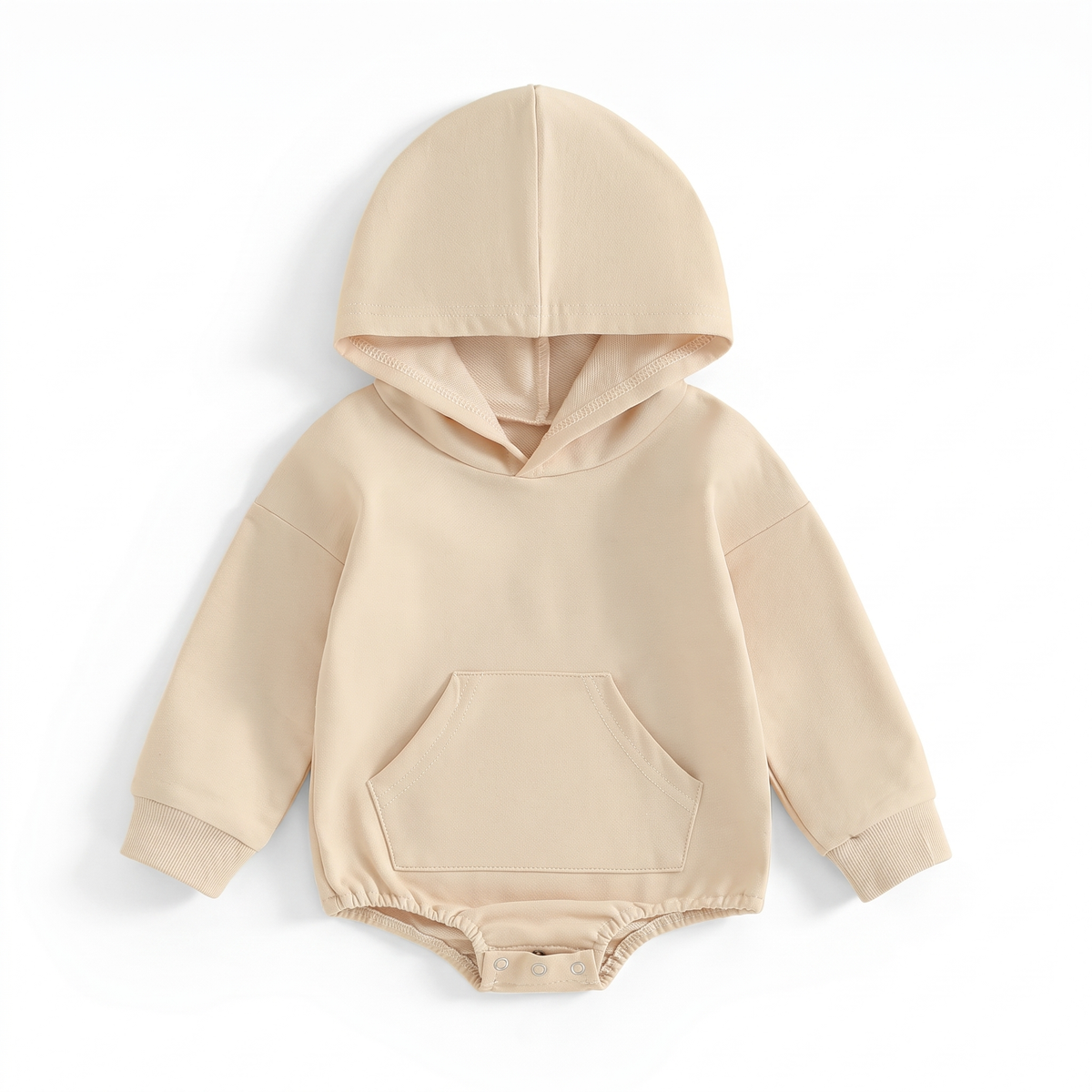 Cosy Hooded Baby Romper with Front Pocket
