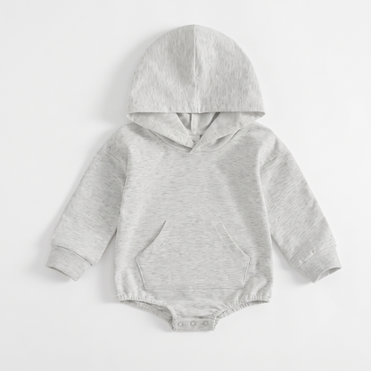 Cosy Hooded Baby Romper with Front Pocket