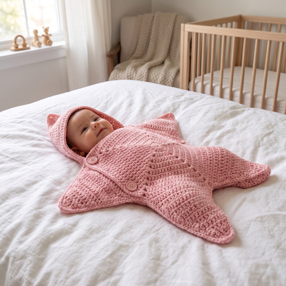 Baby Starfish Suit with Cosy Hood - Knitted & Crocheted