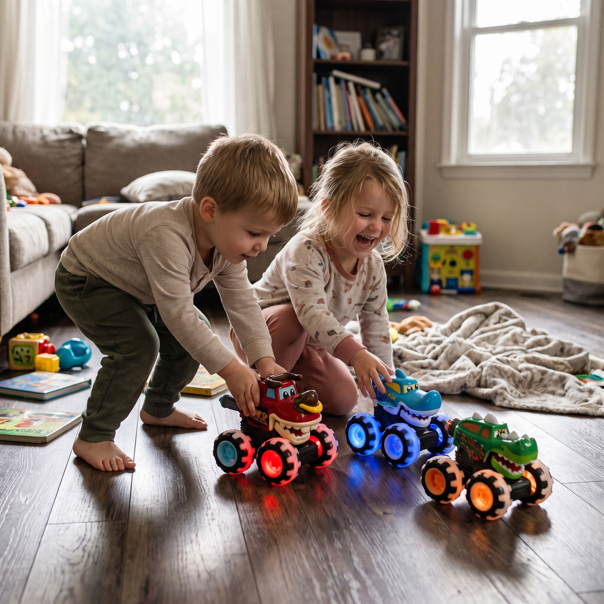 Press & Go Animal Monster Truck with LED Wheels