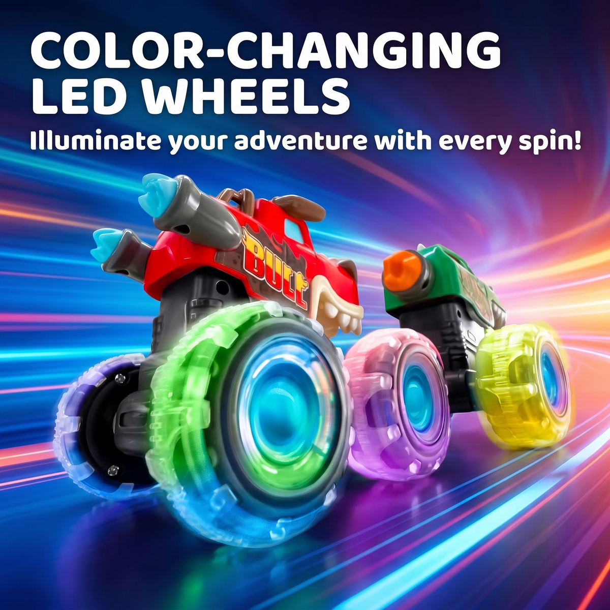 Press & Go Animal Monster Truck with LED Wheels