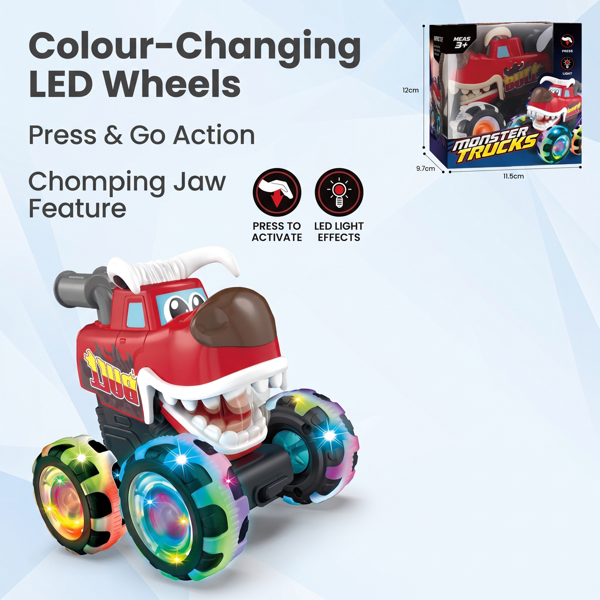 Press & Go Animal Monster Truck with LED Wheels