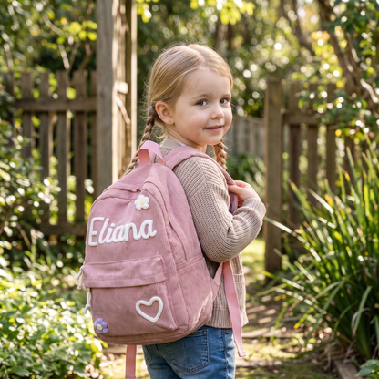 Personalised Kids Corduroy Backpack with Knitted Name
