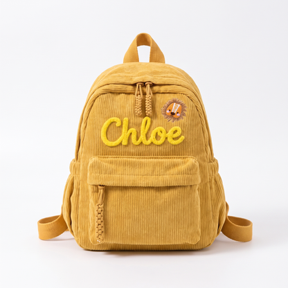 Personalised Kids Corduroy Backpack with Knitted Name