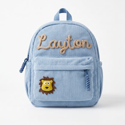 Personalised Kids Corduroy Backpack with Knitted Name