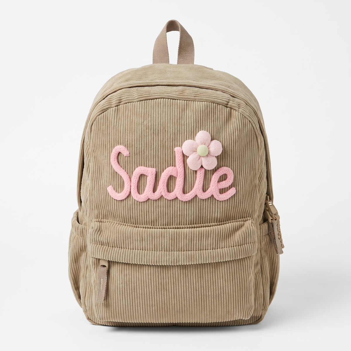 Personalised Kids Corduroy Backpack with Knitted Name