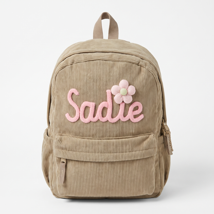 Personalised Kids Corduroy Backpack with Knitted Name