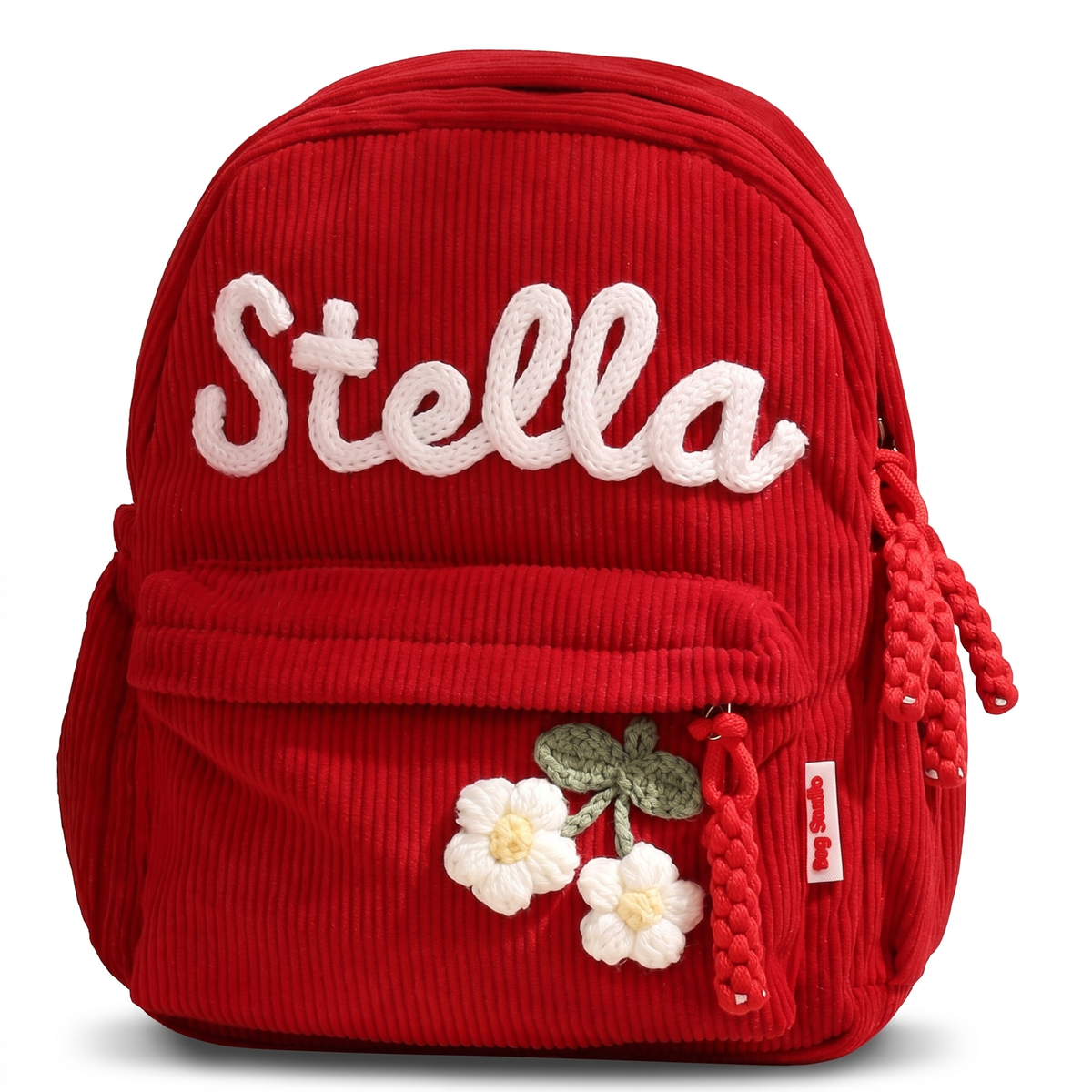 Personalised Kids Corduroy Backpack with Knitted Name